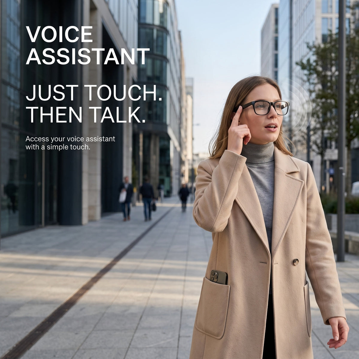 Mingdaln Smart Glasses Open Ear Bluetooth Audio Touch Control Stereo Sound Hands Free Calls Voice Assistant Easy to Use for Commuting Office Everyday Wear
