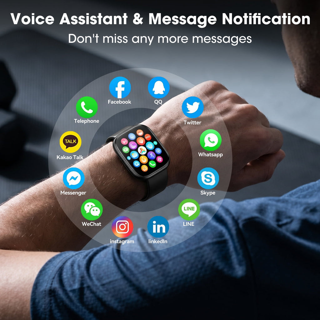 Smart Watch for Men Women, 1.83-inch IP68 Waterproof Smartwatch with Bluetooth Call (Answer/Make Calls), 100+ Sports Modes Fitness Tracker, Compatible with Android and iPhone, Gift Black