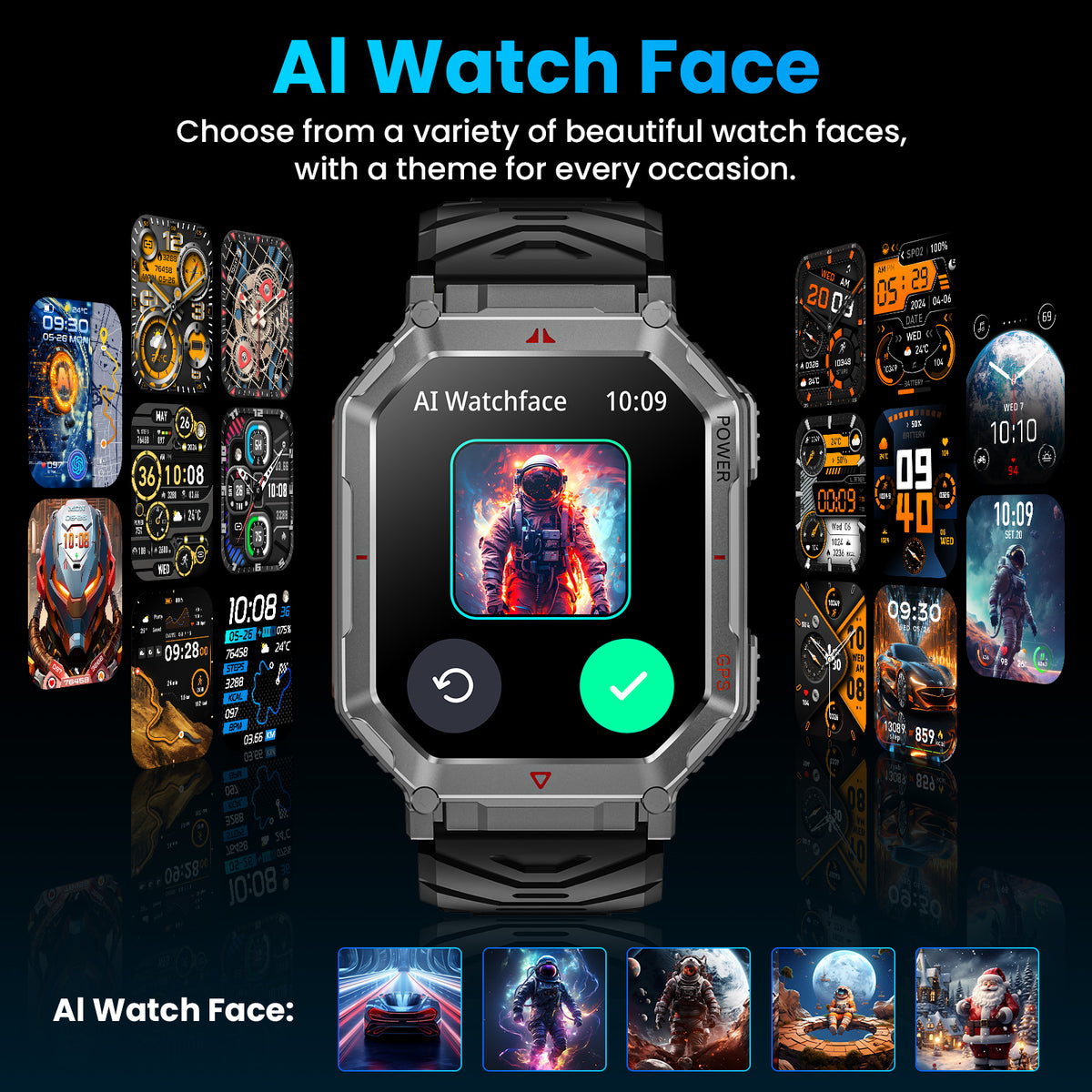 Haulvean Flagship Premium Military Smart Watch, 2.01" HD Smart Watch with GPS, AI ChatGPT, 3ATM Waterproof Smartwatch, 100+ Sports Modes, Fitness Tracker fits for Android iPhone Devices, 2 Bands Gifts for Dad