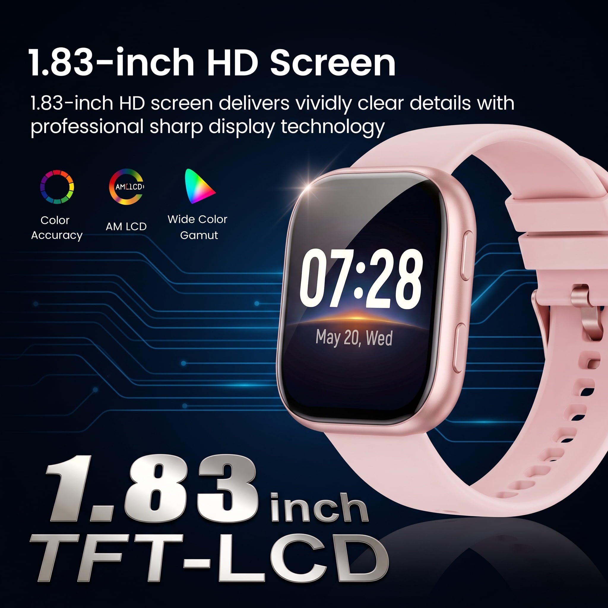Smart Watch for Men Women, 1.83-inch IP68 Waterproof Smartwatch with Bluetooth Call (Answer/Make Calls), 100+ Sports Modes Fitness Tracker, Compatible with Android and iPhone, Gift pink