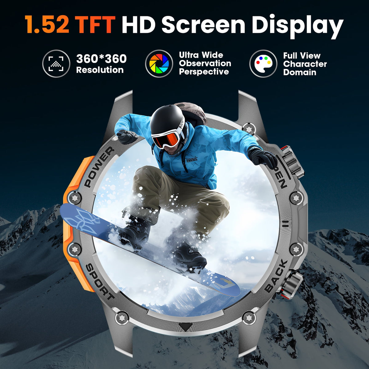 Haulvean Mid-Range Smart Watch 1.52" HD Smartwatch fits for Android and iPhone Devices, with 3 Interchangeable Bands/High-Efficiency Battery/120+ Sports Modes, IP68 Waterproof Fitness Tracker Watch (Black)