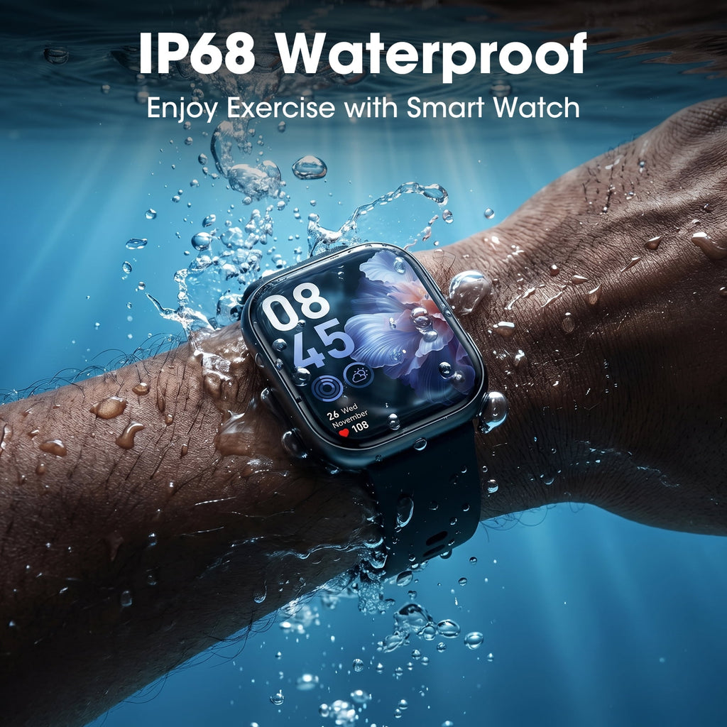 Smart Watch for Men Women, 1.83-inch IP68 Waterproof Smartwatch with Bluetooth Call (Answer/Make Calls), 100+ Sports Modes Fitness Tracker, Compatible with Android and iPhone, Gift Black