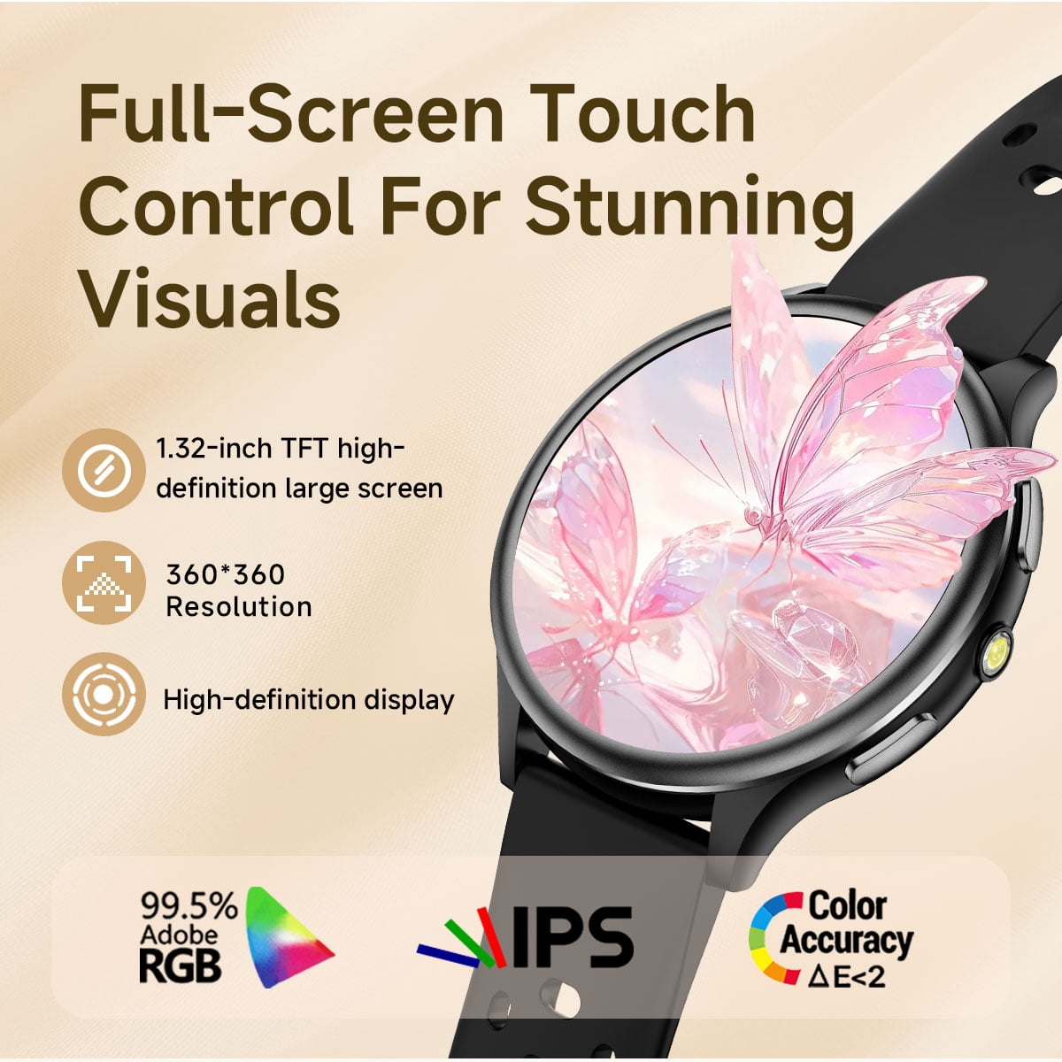 Smart Watch for Women, 1.32-inch Round TFT Display, Bluetooth Calling, IP68 Waterproof Fitness Smartwatch, 120+ Sports Modes, Compatible with Android & iPhone (Purple)