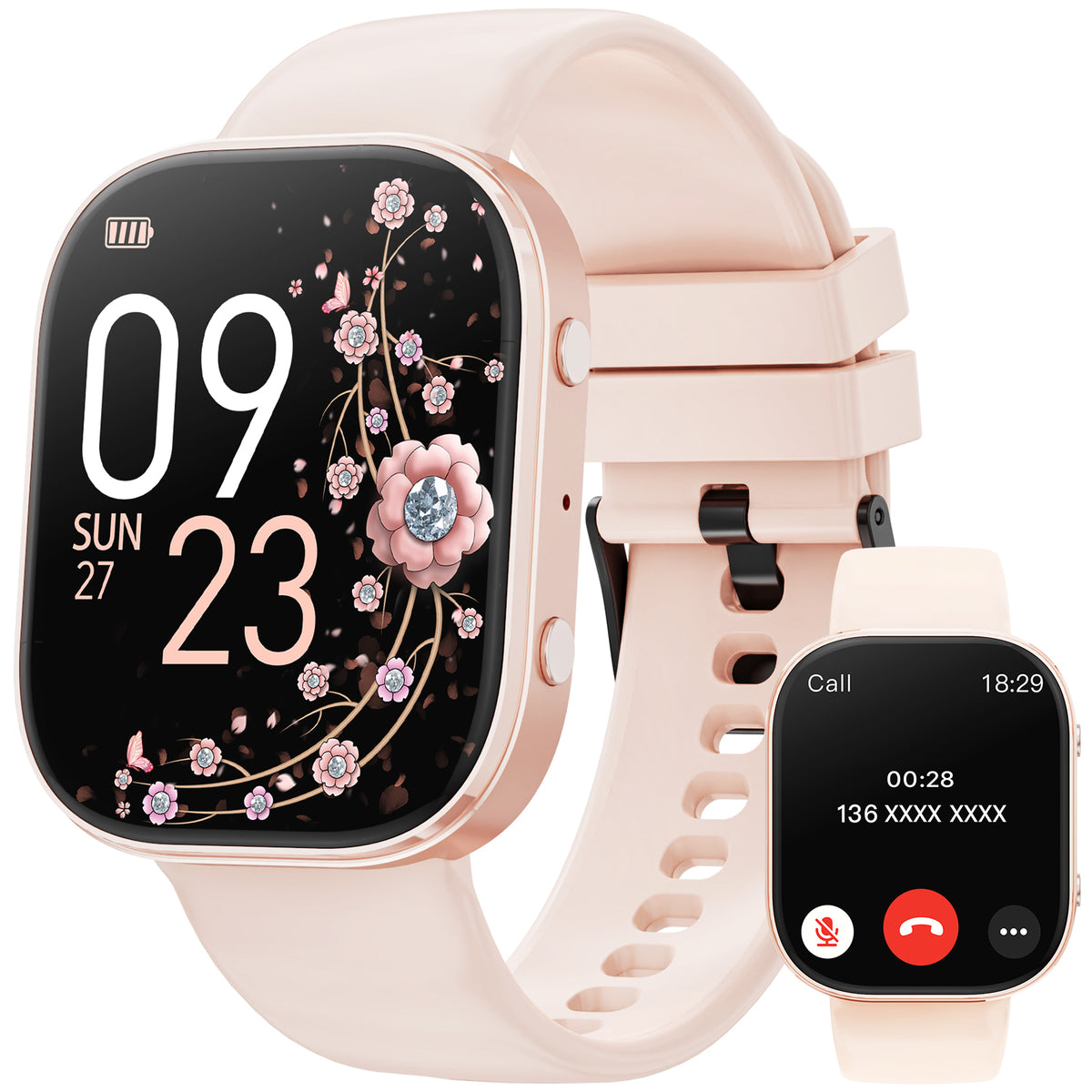 Haulvean Smart Watch fits for Android and iPhone Devices, Smartwatch for Women Men 1.88" HD Fitness Tracker with 100+ Sports Mode, Bluetooth Call, IP68 Waterproof for Gift Pink