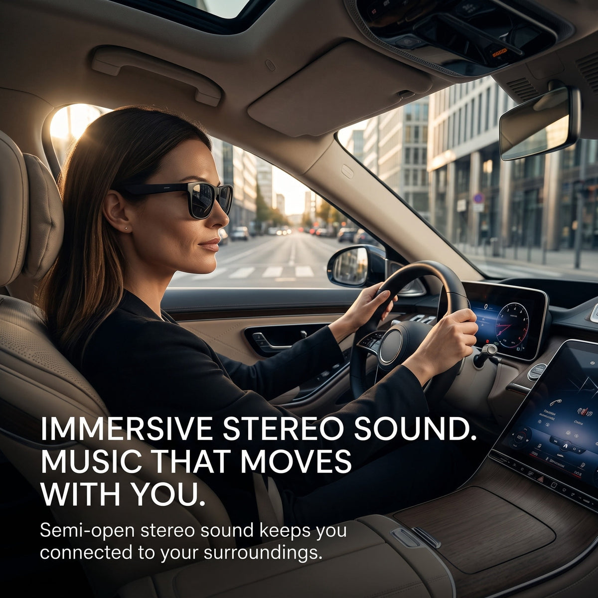 Mingdaln Smart Glasses Open Ear Bluetooth Audio Sunglasses Touch Control Stereo Sound Hands Free Calls Voice Assistant Extended Standby for Cycling Sports Outdoor Gift