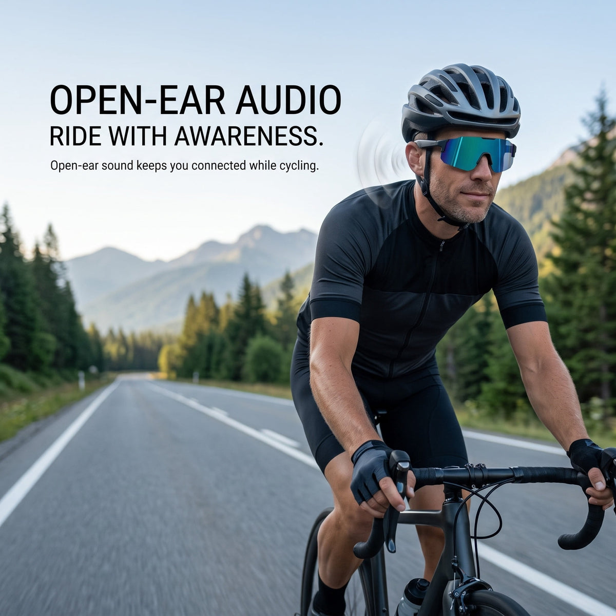Mingdaln Cycling Smart Glasses Polarized Sports Sunglasses Open Ear Bluetooth Audio Touch Control Hands Free Calls 7H Battery Outdoor Riding