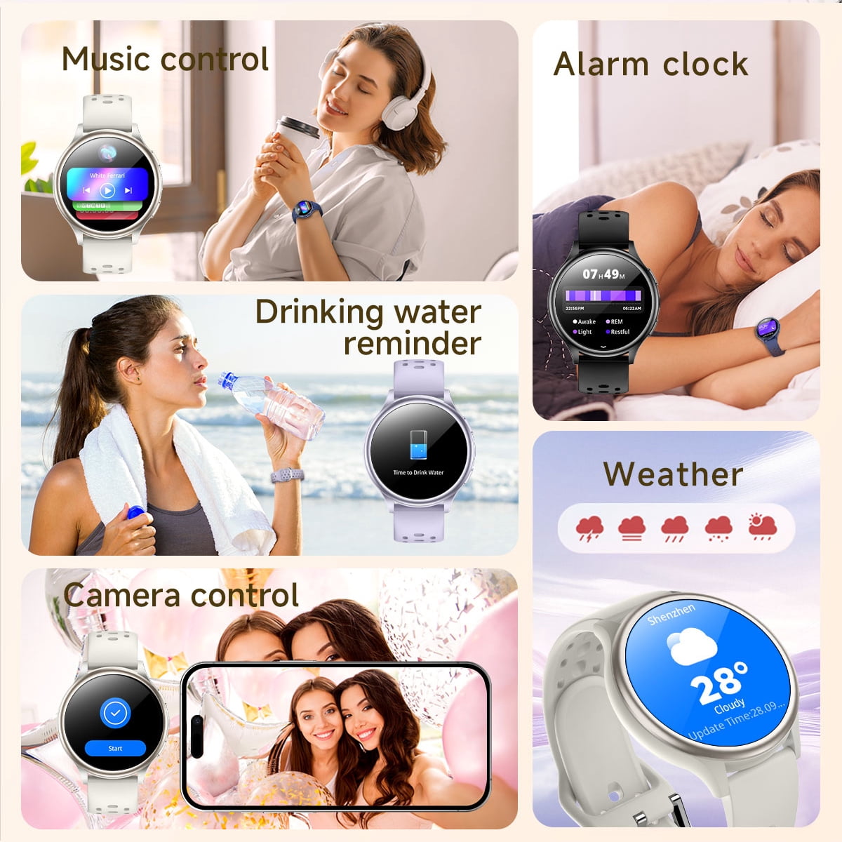Smart Watch for Women, 1.32-inch Round TFT Display, Bluetooth Calling, IP68 Waterproof Fitness Smartwatch, 120+ Sports Modes, Compatible with Android & iPhone (White)
