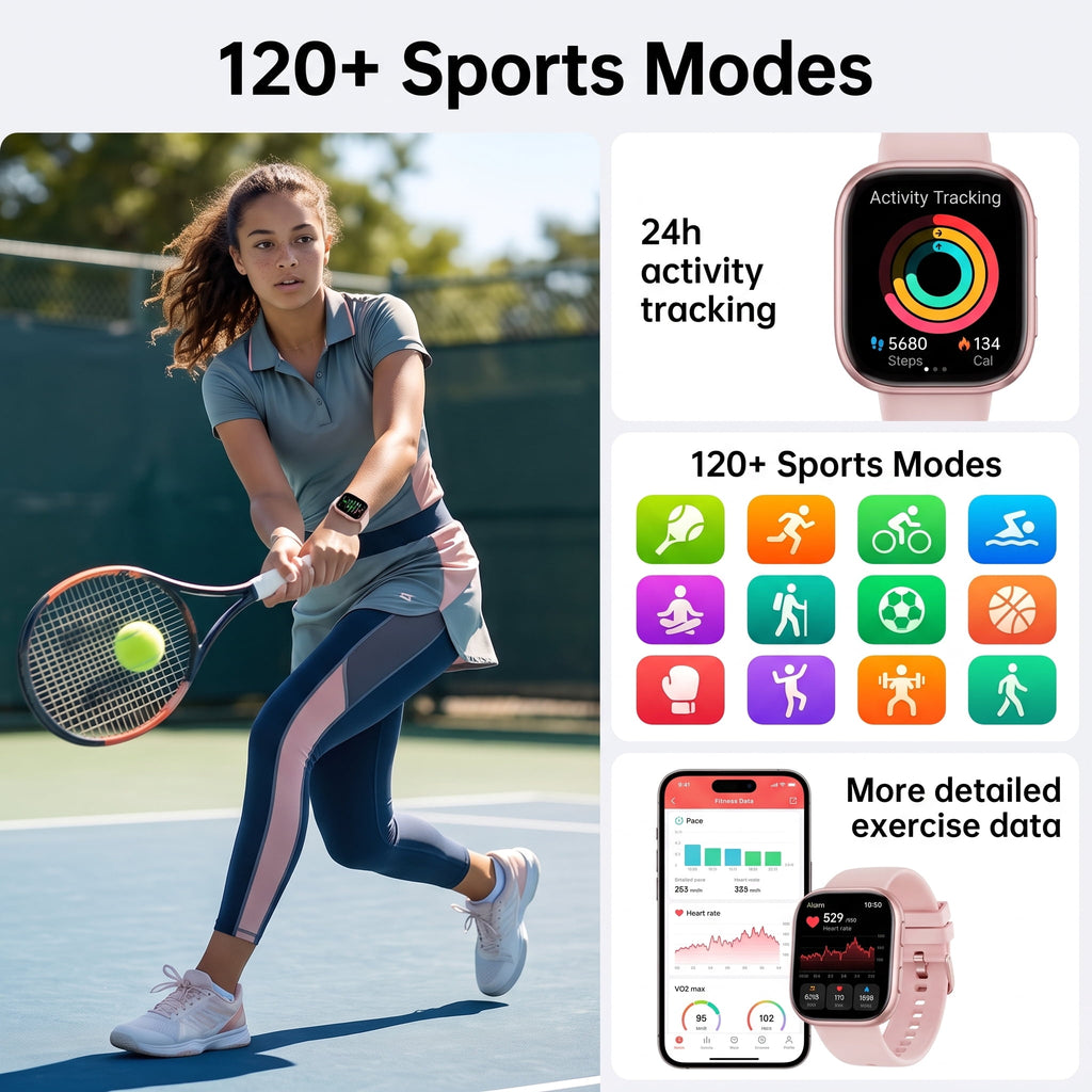 Smart Watch for Men Women, 1.83-inch IP68 Waterproof Smartwatch with Bluetooth Call (Answer/Make Calls), 100+ Sports Modes Fitness Tracker, Compatible with Android and iPhone, Gift pink
