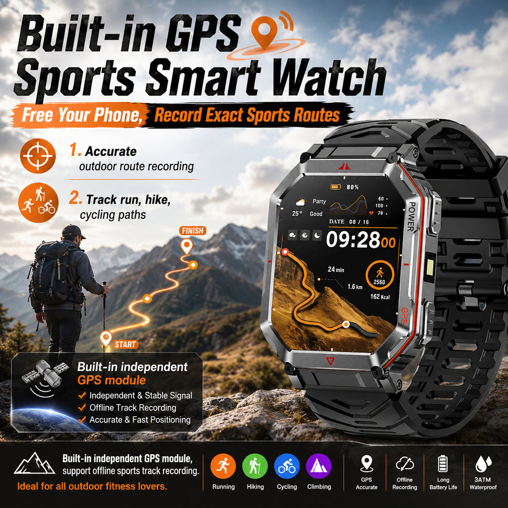 Haulvean Flagship Premium Military Smart Watch, 2.01" HD Smart Watch with GPS, AI ChatGPT, 3ATM Waterproof Smartwatch, 100+ Sports Modes, Fitness Tracker fits for Android iPhone Devices, 2 Bands Gifts for Dad