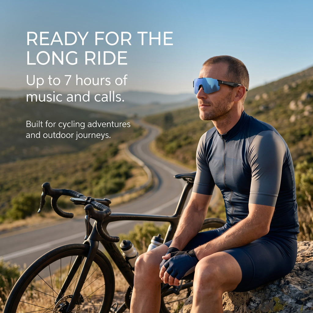 Mingdaln Cycling Smart Glasses Polarized Sports Sunglasses Open Ear Bluetooth Audio Touch Control Hands Free Calls 7H Battery Outdoor Riding