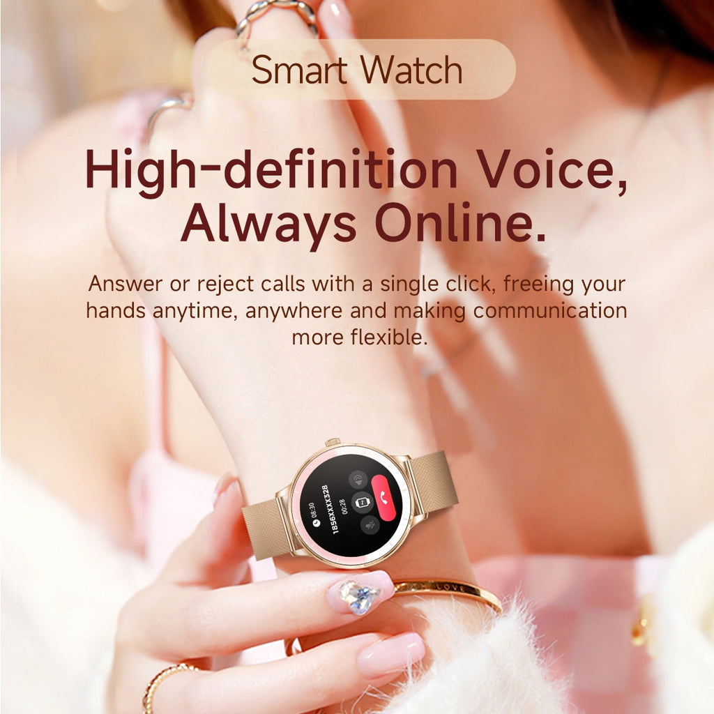 Smart Watches for Women, 1.26-inch HD Touch Screen Fitness Watch with Bluetooth Calling, Over 100 Sports Modes IP68 Waterproof Women Smartwatch, Fits for Android and iPhone（Rose Gold）