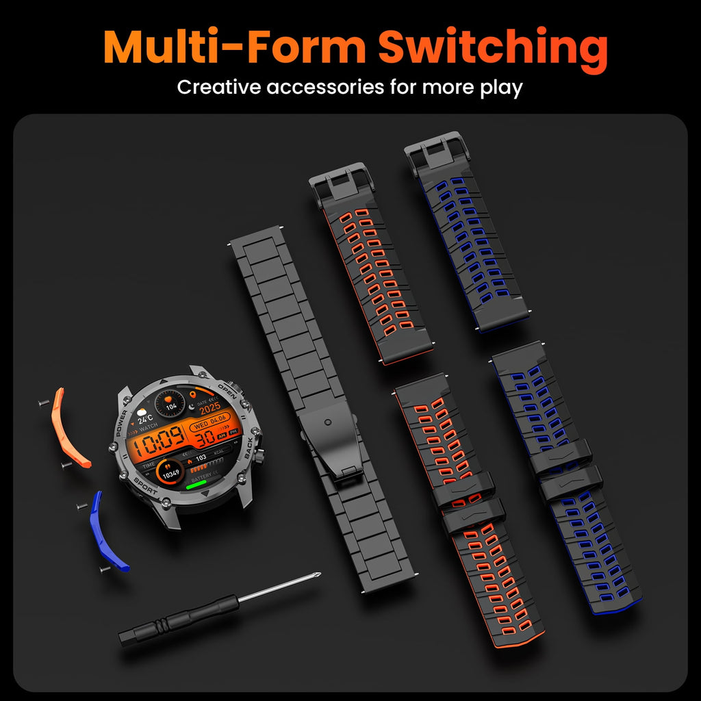 Haulvean Mid-Range Smart Watch 1.52" HD Smartwatch fits for Android and iPhone Devices, with 3 Interchangeable Bands/High-Efficiency Battery/120+ Sports Modes, IP68 Waterproof Fitness Tracker Watch (Black)