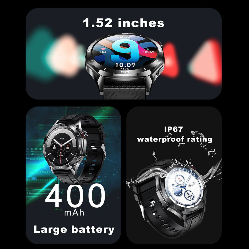 Minsxk Smart Watch Fits for Android and Iphone, 1.52" Round HD Screen,Fitness Tracker,120+ Sport Modes, Smartwatch with Bluetooth Calls/Answer,Smart Watches for Men Women,Waterproof,for Gift Black