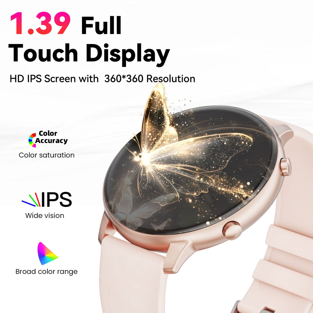 Joautrial Smart Watch for Women, 1.39" Fitness Tracker with Bluetooth Calls(Answer&Make&Message Reminder), Smart Watch Fits for Android and iPhone, IP67 Waterproof, 100+ Sport Modes Smartwatch, for Gift, Pink