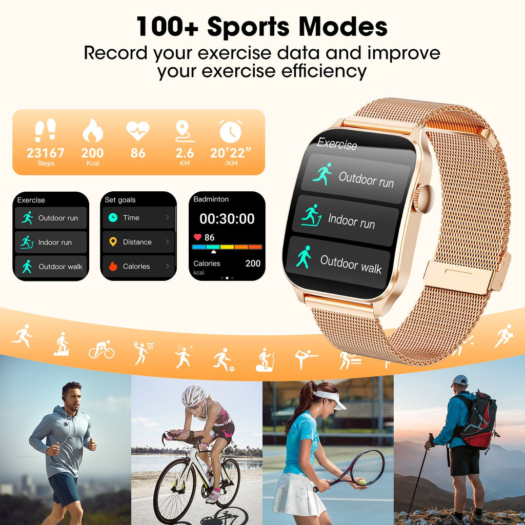 Smart Watches for Women, 2026 New AI Smartwatch Fits for Android & Iphone Devices, 1.93" AMOLED Fitness Watch, Smartwatch with Bluetooth Call/Message Reminder/120 Sport Models, Ideal Gift, Gold