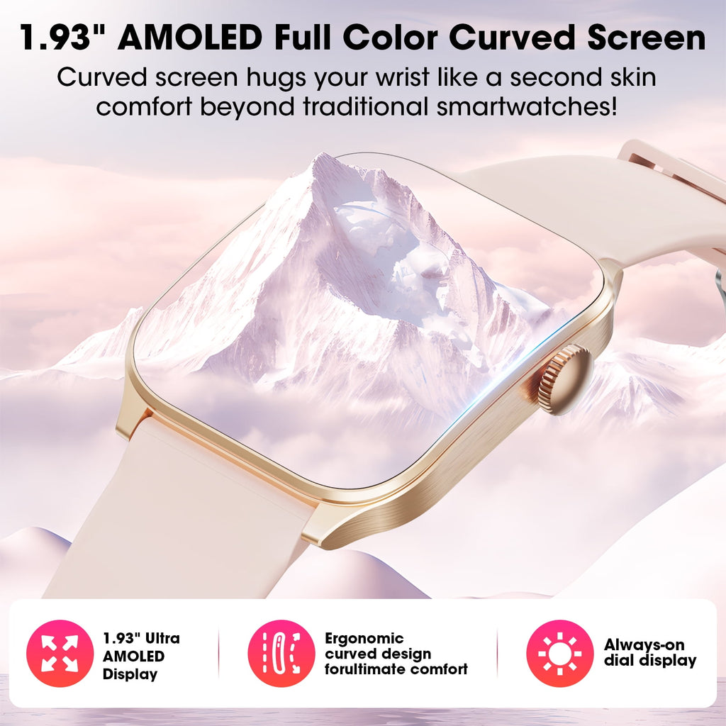 Smart Watches for Women, 2026 New AI Smartwatch Fits for Android & Iphone Devices, 1.93" AMOLED Fitness Watch, Smartwatch with Bluetooth Call/Message Reminder/120 Sport Models, Ideal Gift, Gold
