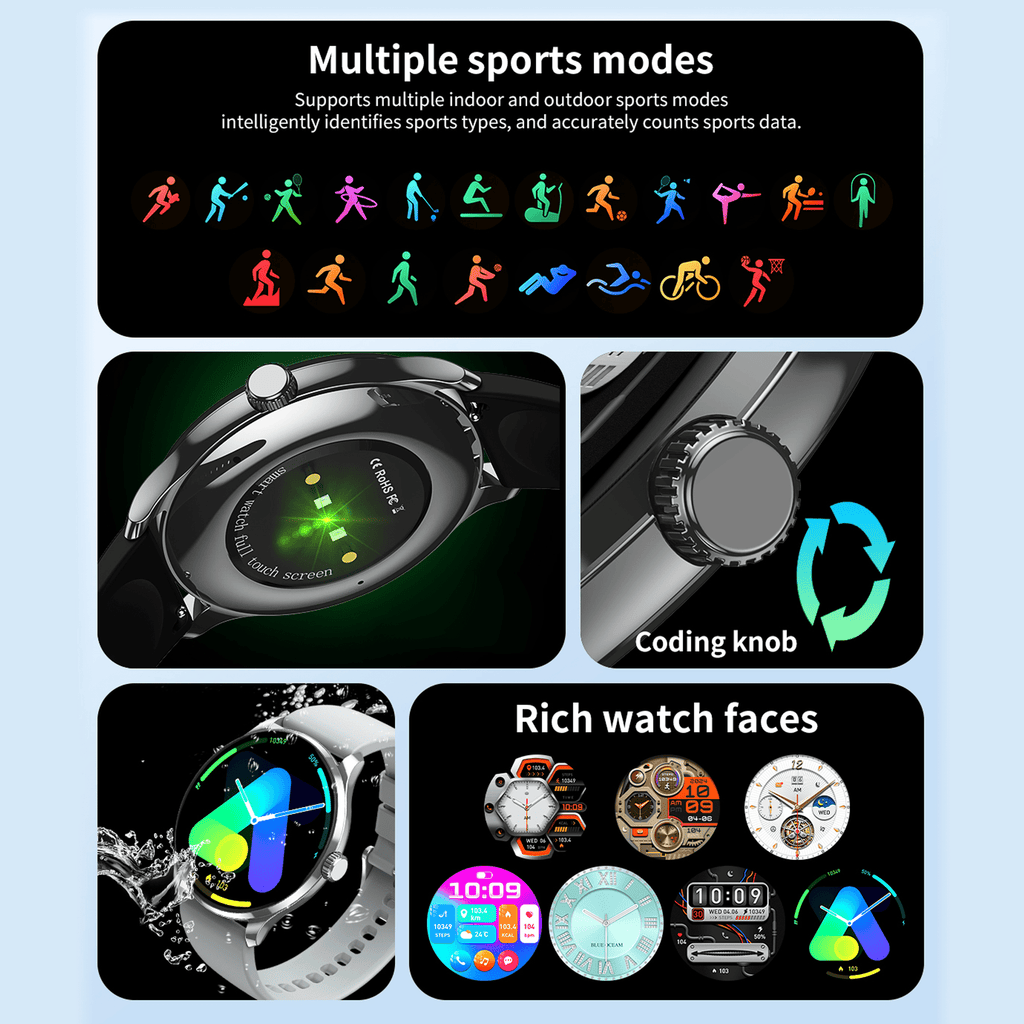 Women Smart Watch, 1.43-inch AMOLED Touchscreen Fitness Tracker Compatible with iPhone & Android,Bluetooth Call Function, IP68 Waterproof Smart Wristwatch, 100 Plus Sports Modes for Daily