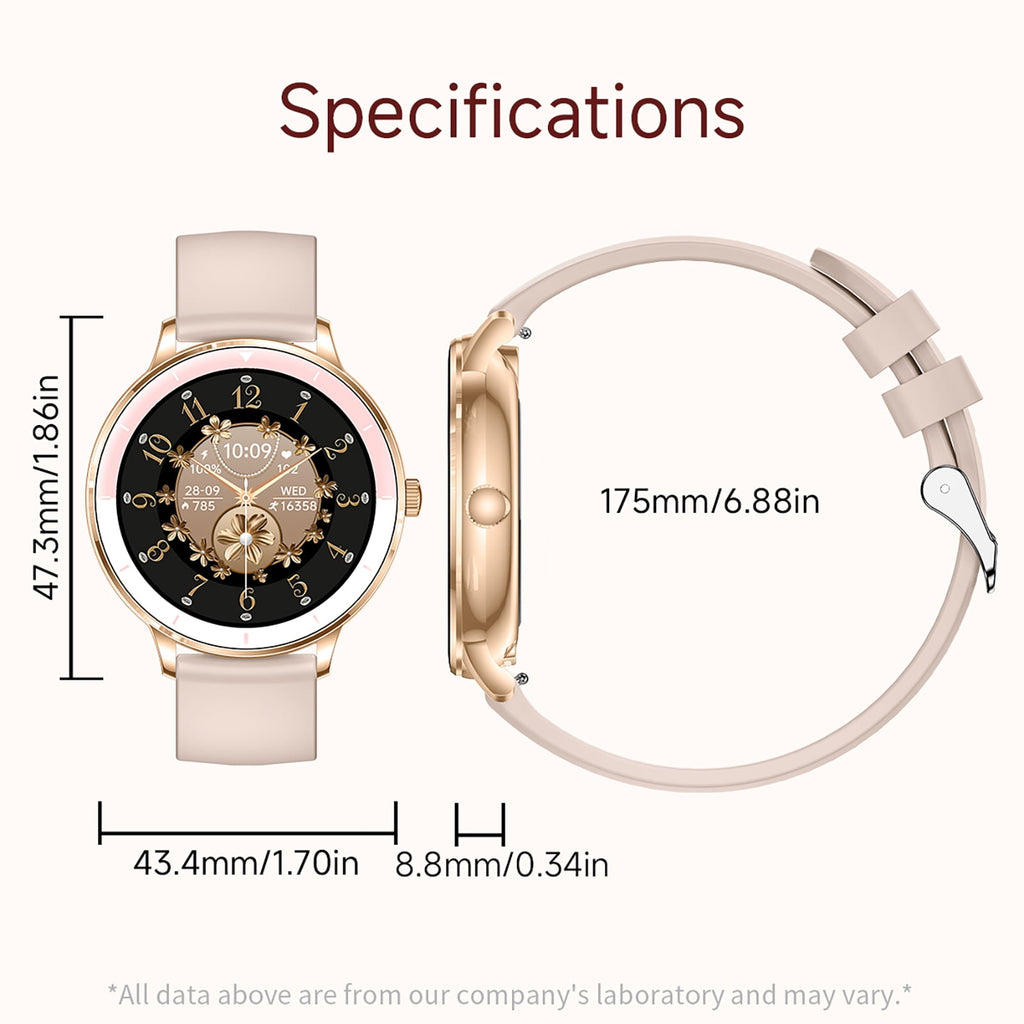 Smart Watches for Women, 1.26-inch HD Touch Screen Fitness Watch with Bluetooth Calling, Over 100 Sports Modes IP68 Waterproof Women Smartwatch, Fits for Android and iPhone（Rose Gold）