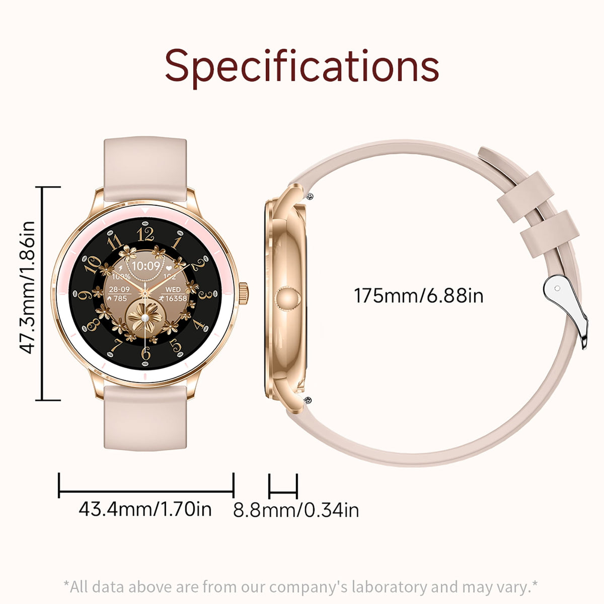Smart Watches for Women, 1.26-inch HD Touch Screen Fitness Watch with Bluetooth Calling, Over 100 Sports Modes IP68 Waterproof Women Smartwatch, Fits for Android and iPhone（Rose Gold）