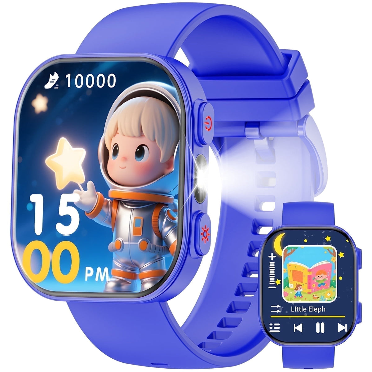 Joautrial Smart Watch for Kids No APP No Phone Needed, 1.83" Fitness Tracker Watch Pedometer, IP68 Waterproof, Step Counter, Puzzle Games for Girls Boys Teens 5-12, Blue