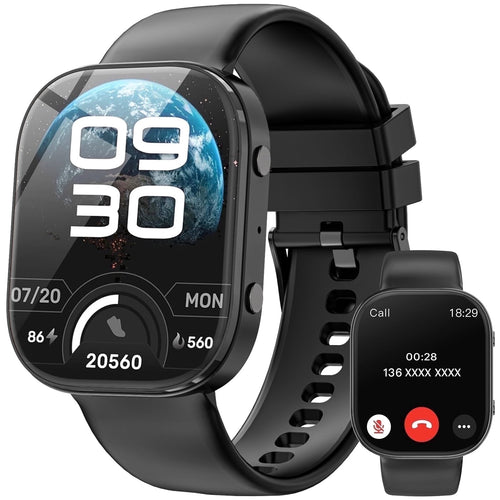 Haulvean Smart Watch fits for Android and iPhone Devices, Smartwatch for Women Men 1.88" HD Fitness Tracker with 100+ Sports Mode, Bluetooth Call, IP68 Waterproof for Gift Black