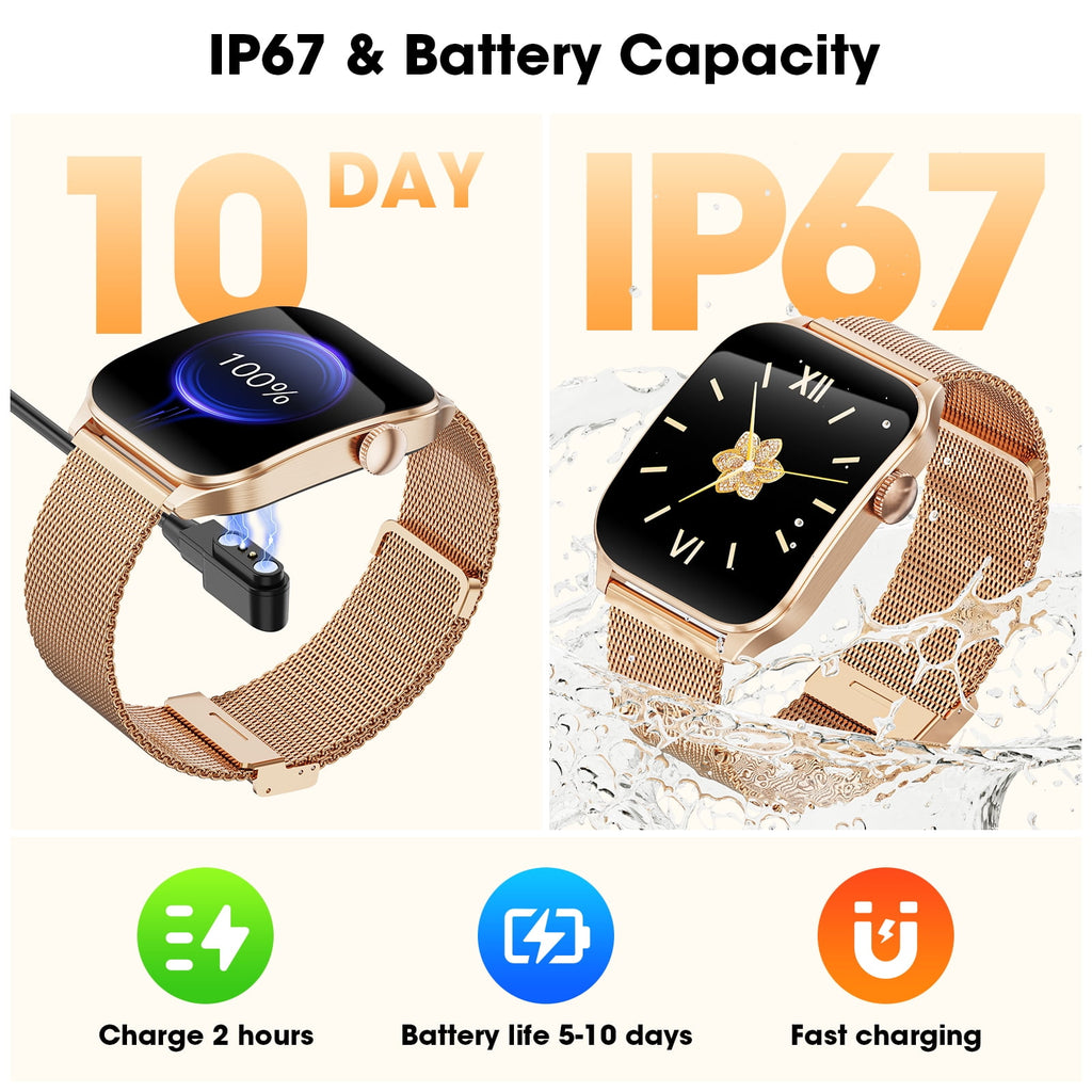 Smart Watches for Women, 2026 New AI Smartwatch Fits for Android & Iphone Devices, 1.93" AMOLED Fitness Watch, Smartwatch with Bluetooth Call/Message Reminder/120 Sport Models, Ideal Gift, Gold