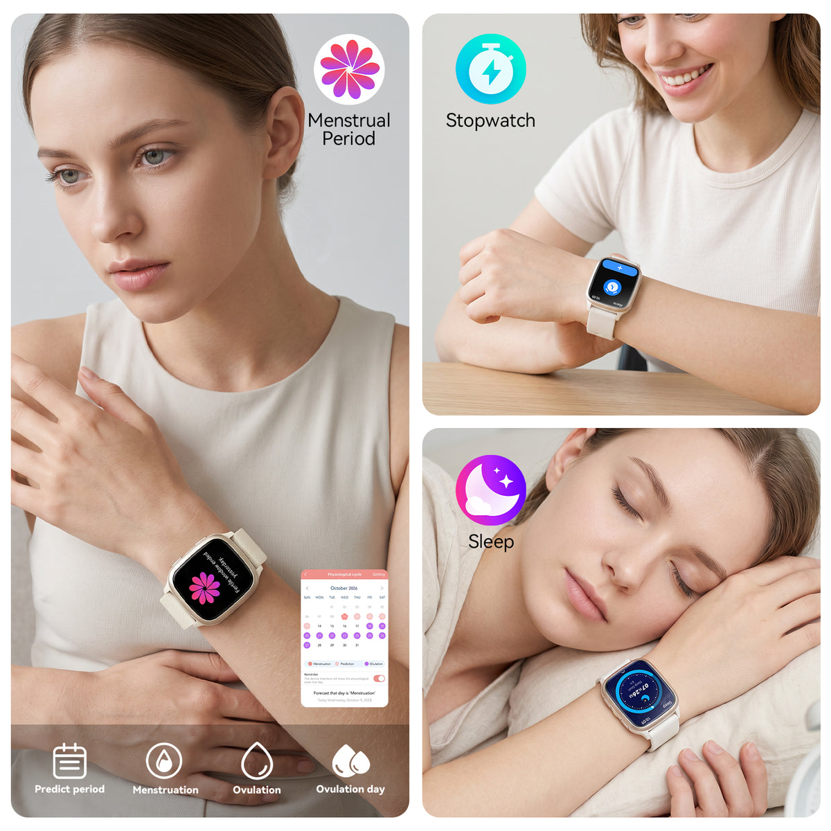 Smart Watch for Women Men, 1.93-inch TFT HD Screen Fitness Tracker, Fits for Android & iPhone, Make & Receive Calls, 120 Sports Modes, IP68 Waterproof Pedometer Smartwatch Gift (White)