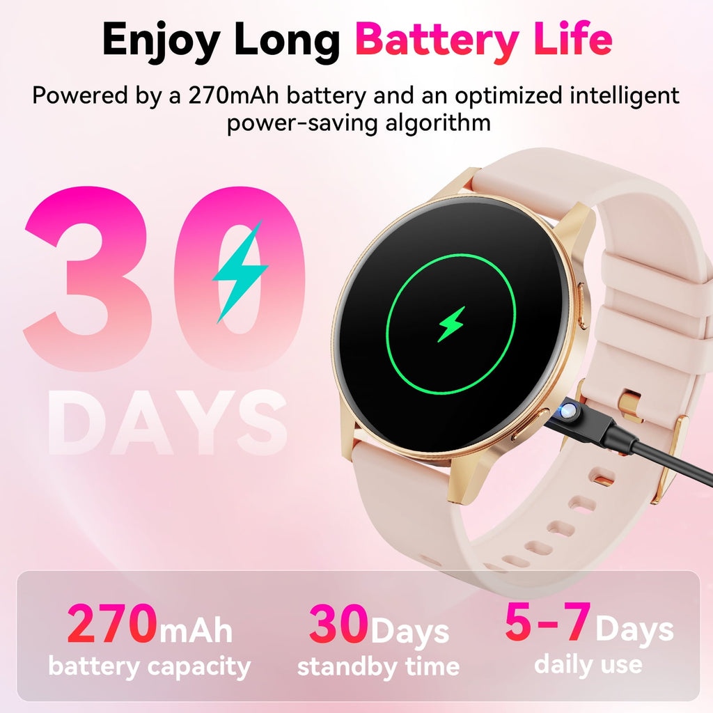 2026 New Smart Watch fits for Android and Iphone, 1.27" Smartwatch, Answer/Make Calls/100 Sports Modes/Message Reminder,IP68 Waterproof Fitness Tracker for Women, Gold