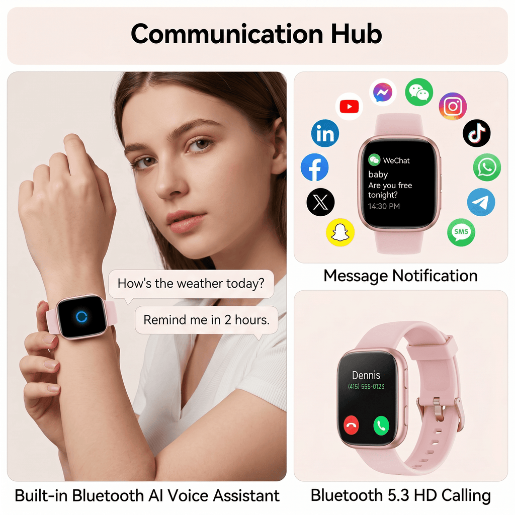 Smart Watch for Men Women, 1.83-inch IP68 Waterproof Smartwatch with Bluetooth Call (Answer/Make Calls), 100+ Sports Modes Fitness Tracker, Compatible with Android and iPhone, Gift pink