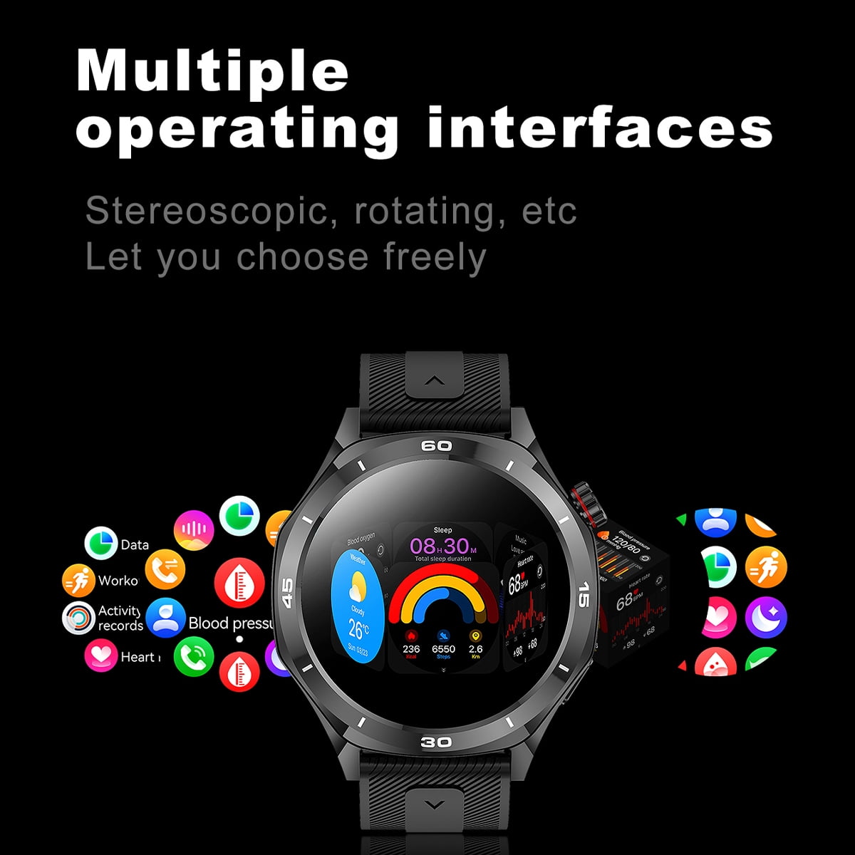 Minsxk Smart Watch Fits for Android and Iphone, 1.52" Round HD Screen,Fitness Tracker,120+ Sport Modes, Smartwatch with Bluetooth Calls/Answer,Smart Watches for Men Women,Waterproof,for Gift Black