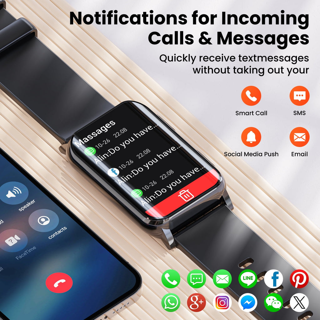 3CLOUDGE Fitness Tracker, 1.57" Smart Watch for Women Men, 10mm Ultra-Thin Fitness Watch with 2 Interchangeable Bands/Answer/Make Calls/120 Sports Modes/IP68 Waterproof, fits for Android iPhone Devices, Black