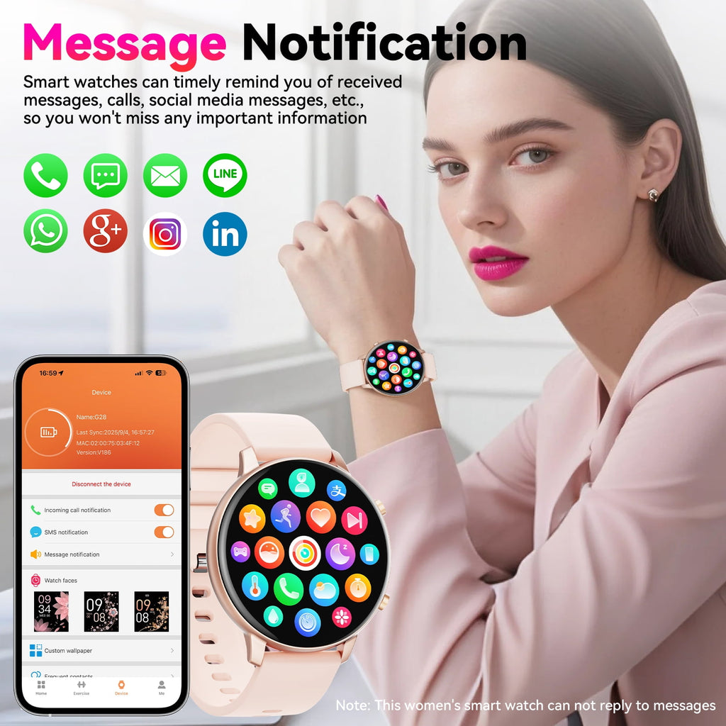 Joautrial Smart Watch for Women, 1.39" Fitness Tracker with Bluetooth Calls(Answer&Make&Message Reminder), Smart Watch Fits for Android and iPhone, IP67 Waterproof, 100+ Sport Modes Smartwatch, for Gift, Pink