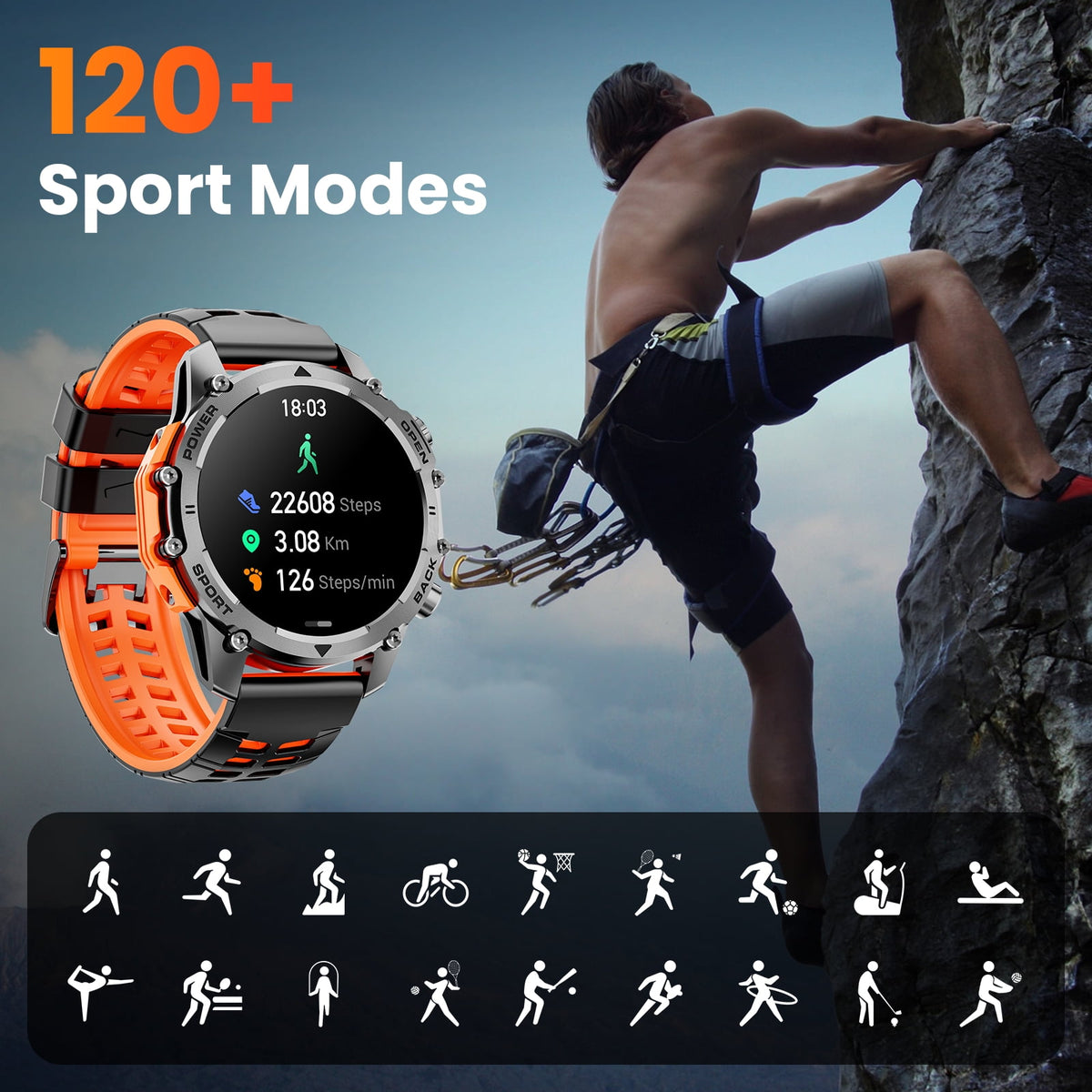 Haulvean Mid-Range Smart Watch 1.52" HD Smartwatch fits for Android and iPhone Devices, with 3 Interchangeable Bands/High-Efficiency Battery/120+ Sports Modes, IP68 Waterproof Fitness Tracker Watch (Black)