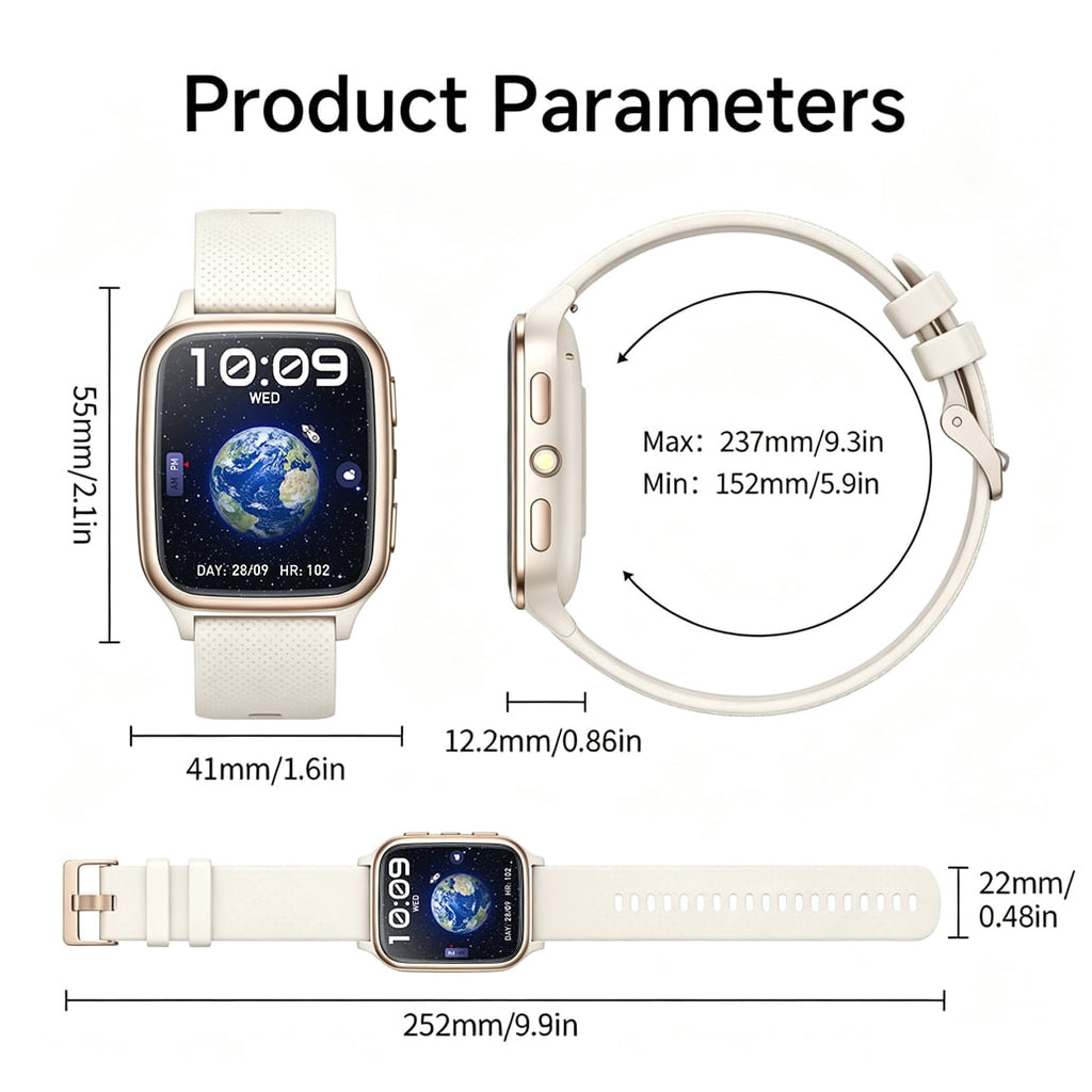 Smart Watch for Women Men, 1.93-inch TFT HD Screen Fitness Tracker, Fits for Android & iPhone, Make & Receive Calls, 120 Sports Modes, IP68 Waterproof Pedometer Smartwatch Gift (White)