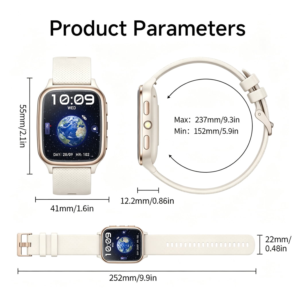 Smart Watch for Women Men, 1.93-inch TFT HD Screen Fitness Tracker, Fits for Android & iPhone, Make & Receive Calls, 120 Sports Modes, IP68 Waterproof Pedometer Smartwatch Gift (White)