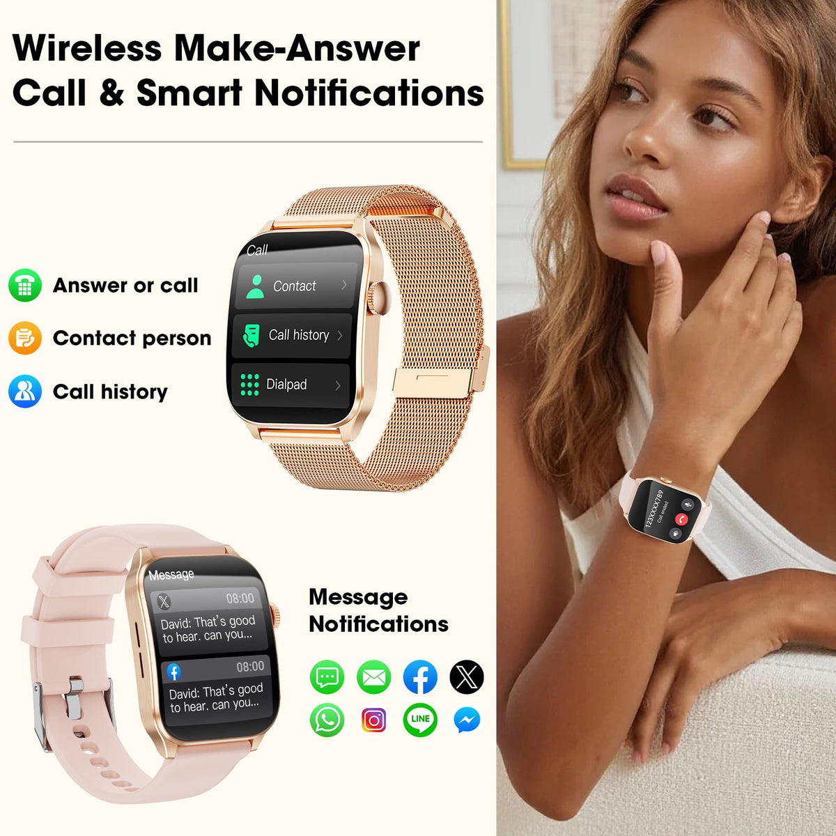 Smart Watches for Women, 2026 New AI Smartwatch Fits for Android & Iphone Devices, 1.93" AMOLED Fitness Watch, Smartwatch with Bluetooth Call/Message Reminder/120 Sport Models, Ideal Gift, Gold