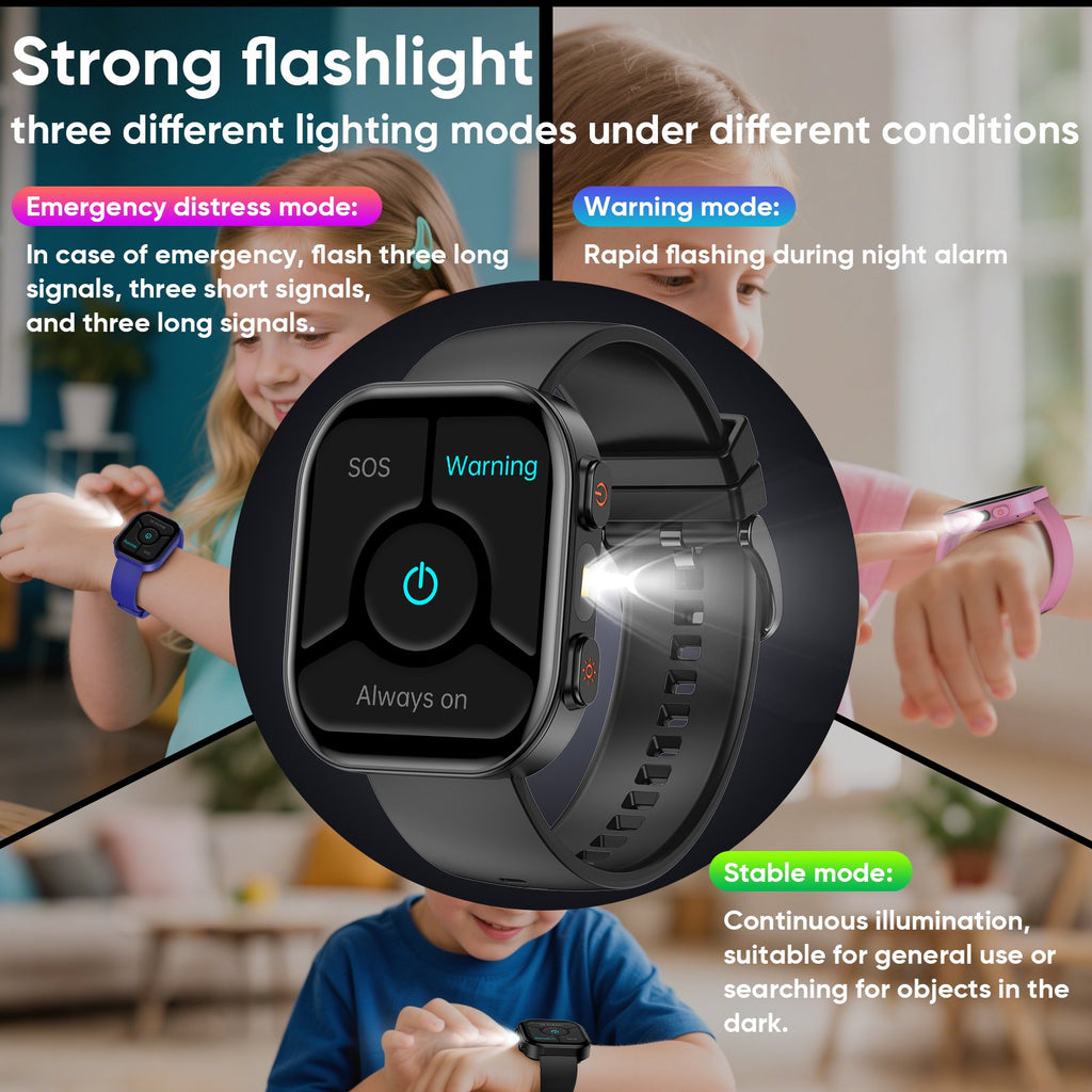 Joautrial Kids Smartwatch 1.83-inch, IP68 Waterproof/Flashlight Function, Supports Learning Cards/Music Playback/Casual Games/Voice Recording/Alarm/Calculator, etc. (Perfect Gift for Teens, Pink)