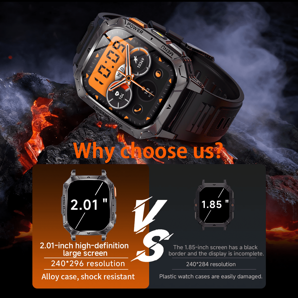 Smart Watch for Men, 2.01" HD 1400mAh Smart Watch Fits for Android and iPhone, Fitness Tracker, Military Smart Watch with 100 + Sports Modes, Bluetooth Call/Answer, IP68 Waterproof Smartwatch, Gifts