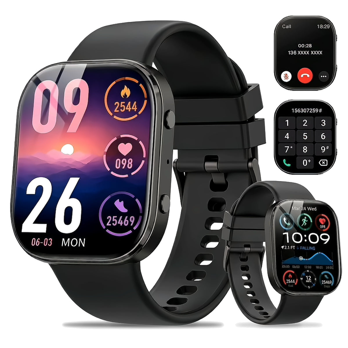 Minsxk 1.88''HD Smart Watch Fits for Android and Iphone,Smartwatch for Women Men, IP68 Waterproof, Bluetooth Answer Calls, Fitness Tracker with 120+ Sport Modes,for Gift (Black)